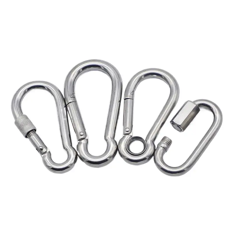 

10pcs/lot Stainless steel m4/5/6/8-m13 carabiner quick hanging elastic buckle connection hook spring hook insurance buckle chain
