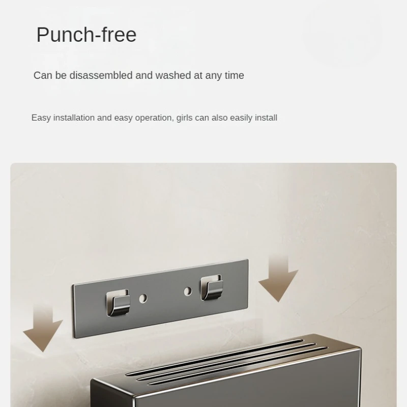 Kitchen knife storage box, knife holder, non-perforation, wall-mounted rack, kitchen items，kitchen accessories organizer 6
