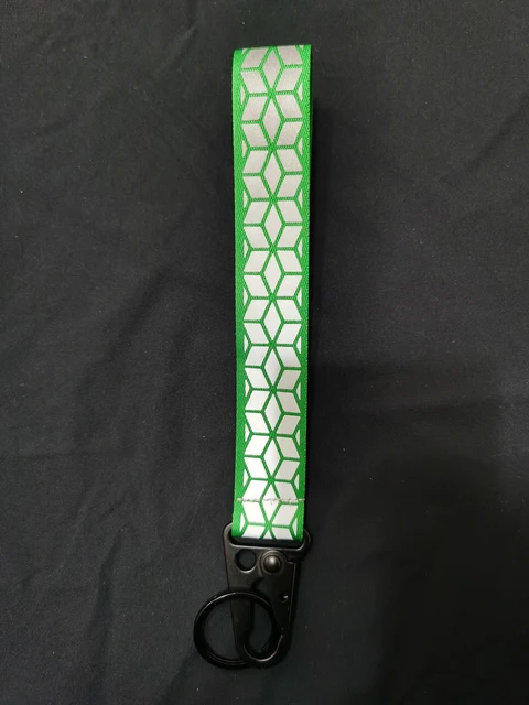Car Reflective Keychains High Visibility Webbing Material For Bag Pendant Accessories 2.5cm Green