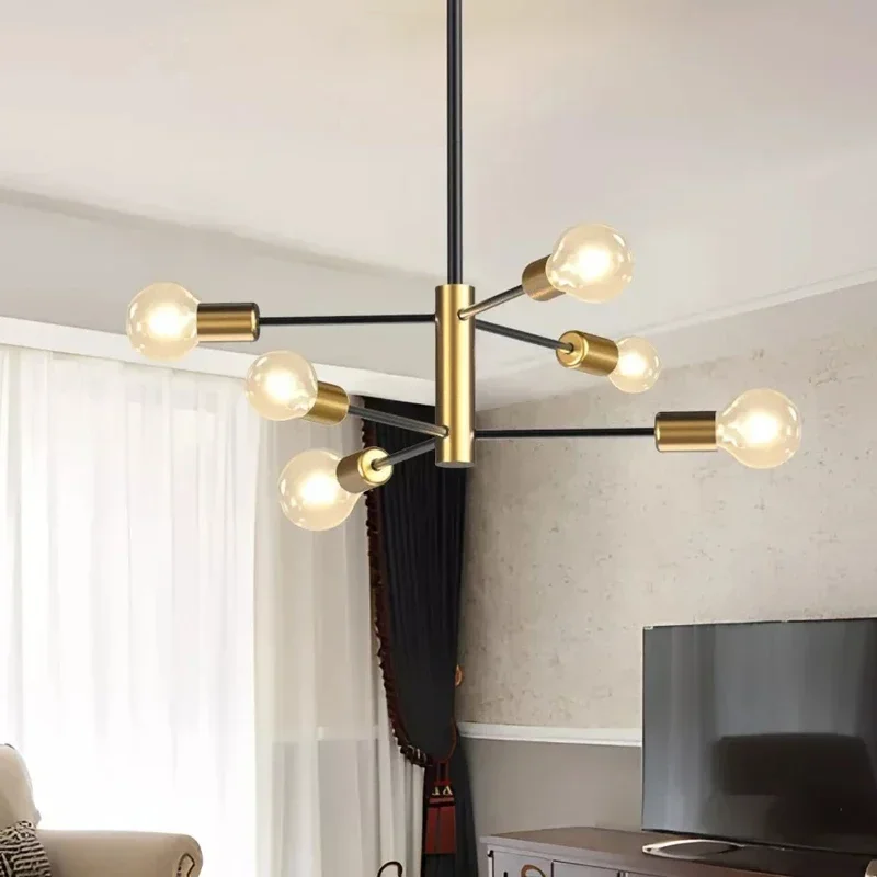 LED Chandelier Ceiling Chandelier Modern Nordic Sputnik Black Gold LED Lamp 4/6/8Light Home Lighting Indoor Fixtures Pendant Ceiling Not Included Bulbs