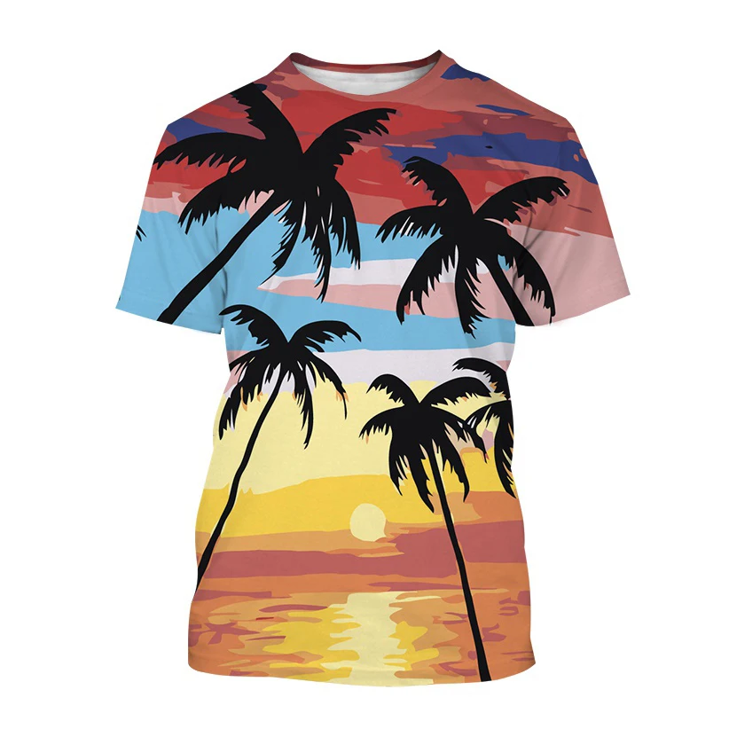

2023 3D Short-Sleeve Breathable T Shirt Men's and Women's Casual Fashion Hawaiian Style Streetwear Tops