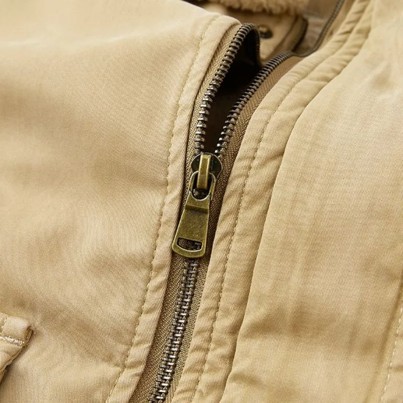 Warm Parkas Wool Cotton Coat Military Windbreaker Men Bomber Jacket Tactical Luxury Brand Men's Clothing Winter Outerwear Zipper