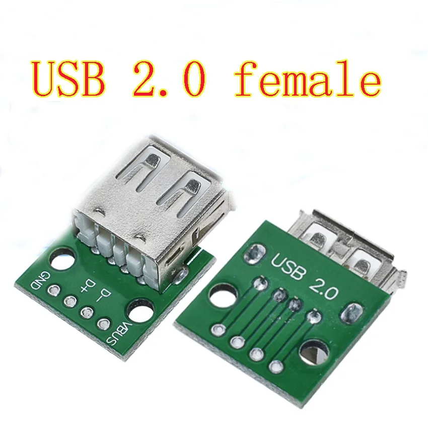 

5pcs Type A Female USB To DIP 2.54mm PCB Connector Female USB PCB Board Connector USB PCB Socket USB Connector