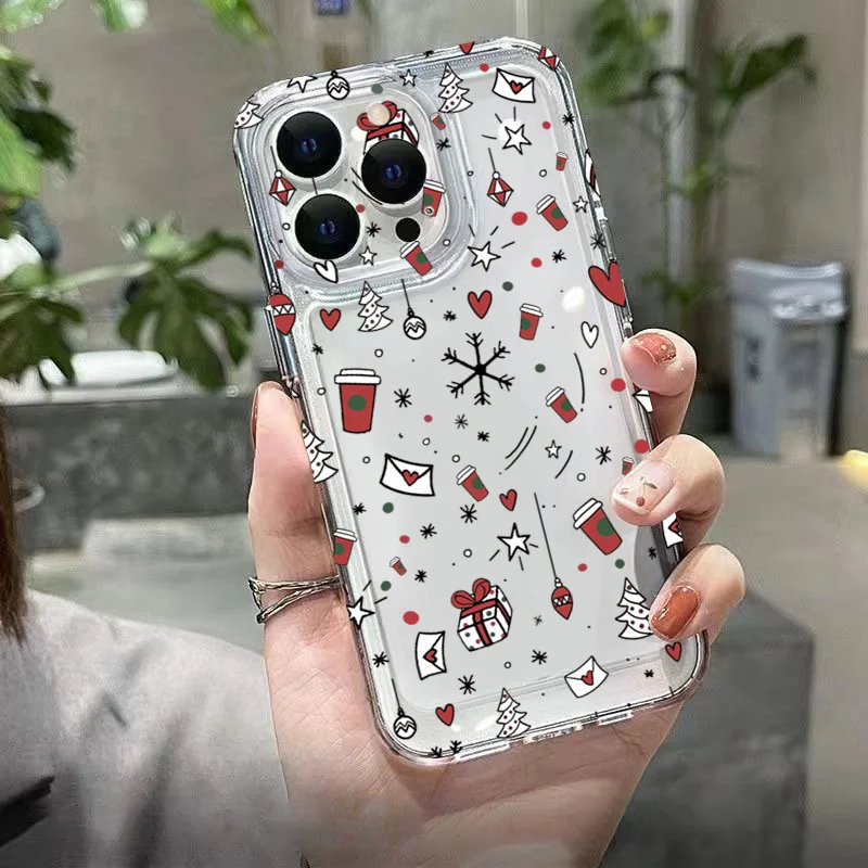 Luxury Cartoon Christmas Transparent Phone Case