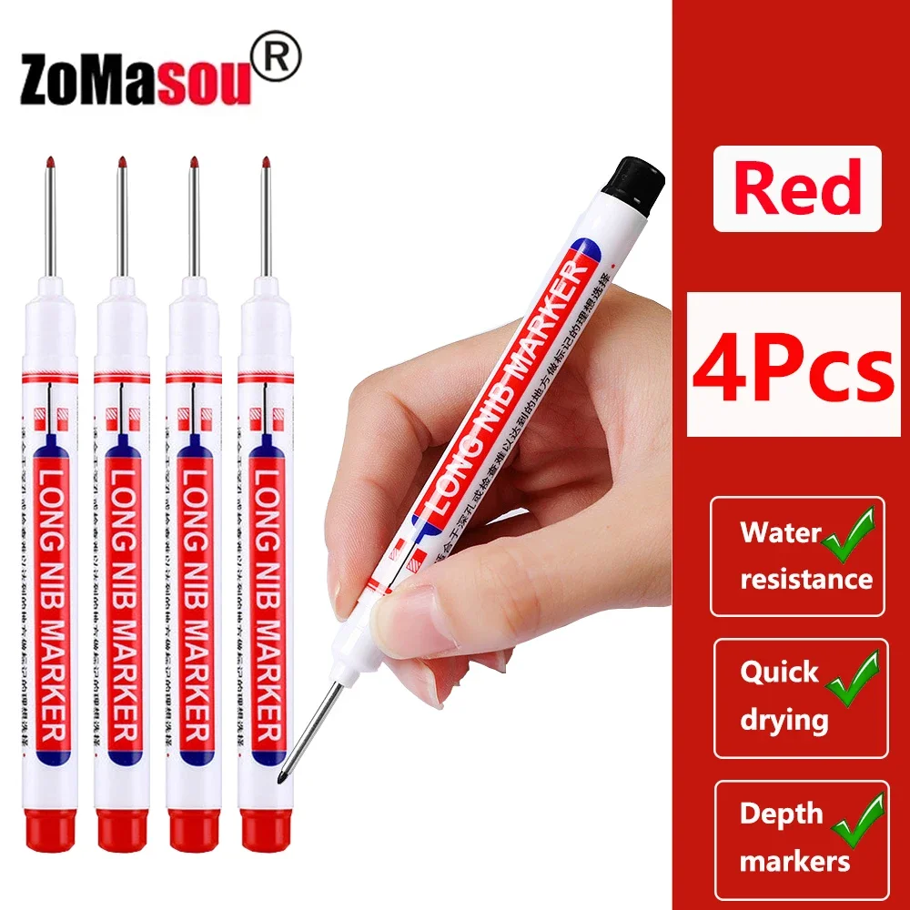 Waterproof Deep Hole Markers - Multi-Color Ink for Woodworking and Metal Carpentry