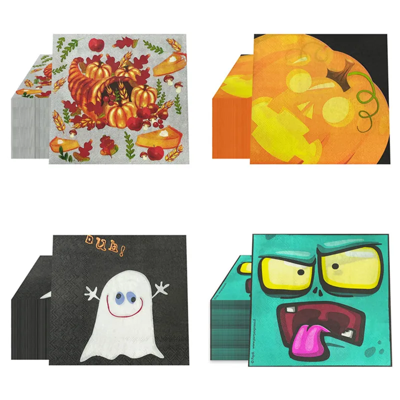 20pcs Funny Pumpkin Disposable Paper Napkins Home Table Dinner Tableware Party Decoration