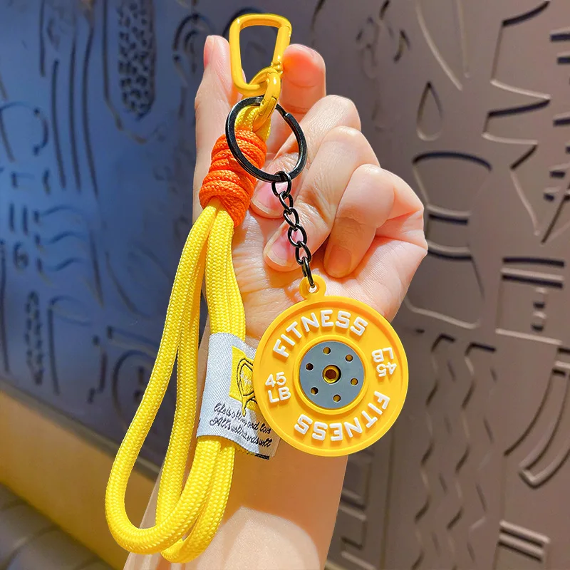 Dopamine Barbell Plates Keychain INS Simulation  Keyring Detachable Creative Fitness Series Pendant Gifts