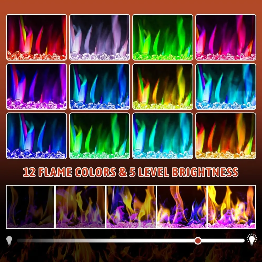 42" Electric Fireplaces with Mantel, Fireplace with Fireplace Insert, Remote Control, Fireplace with12 Colors Adjustable Flame 2