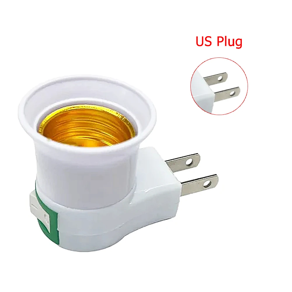 Lamp Holder E27 LED Light Socket US/EU Plug & Play Screw Socket White ON/OFF Switch Plug Light Bulb Adapter Household
