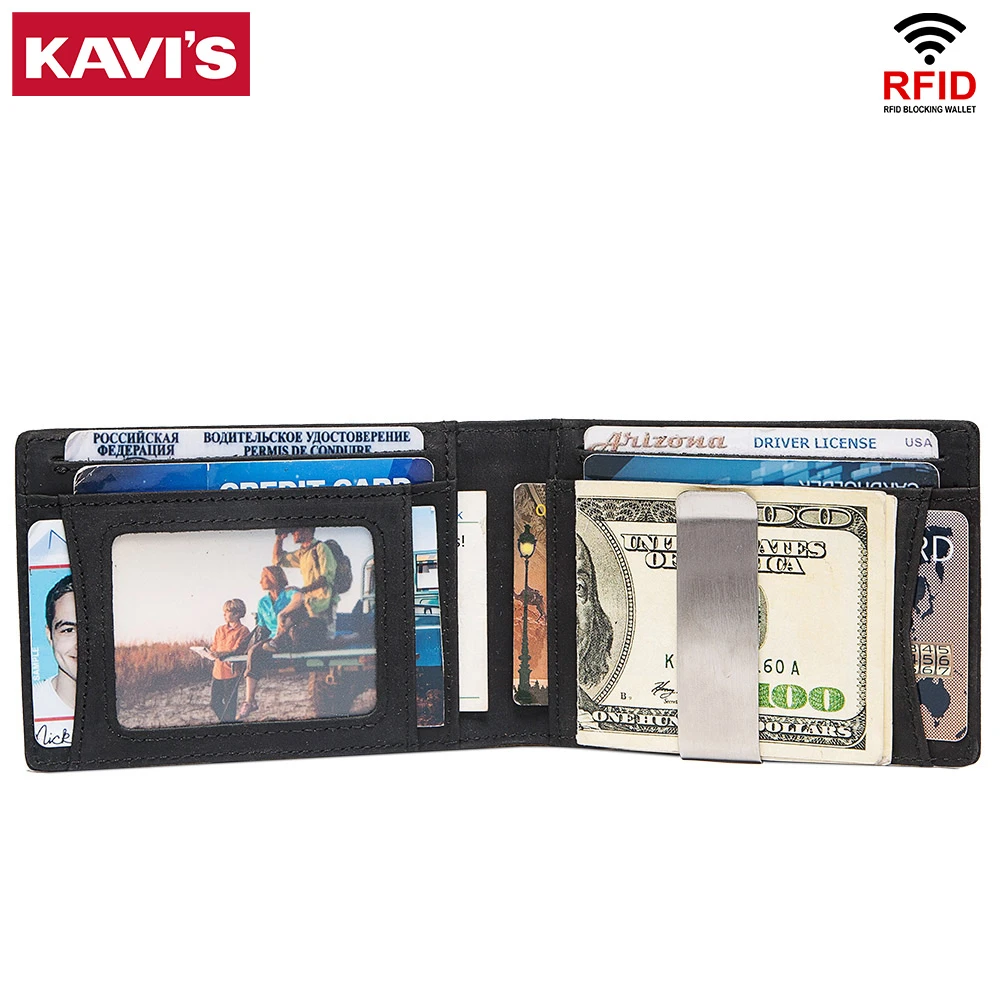 KAVIS Men Bifold Business Leather Wallet Luxury Brand Famous ID Credit Card  Visiting Cards Wallet Money Clips Slim Fashion New| | - AliExpress
