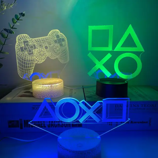 For Playstation Logo 3D Night Lamp Gaming Room Desk Setup Lighting Decor on the table Game Sensor Light for Kids Bedside Gift 3