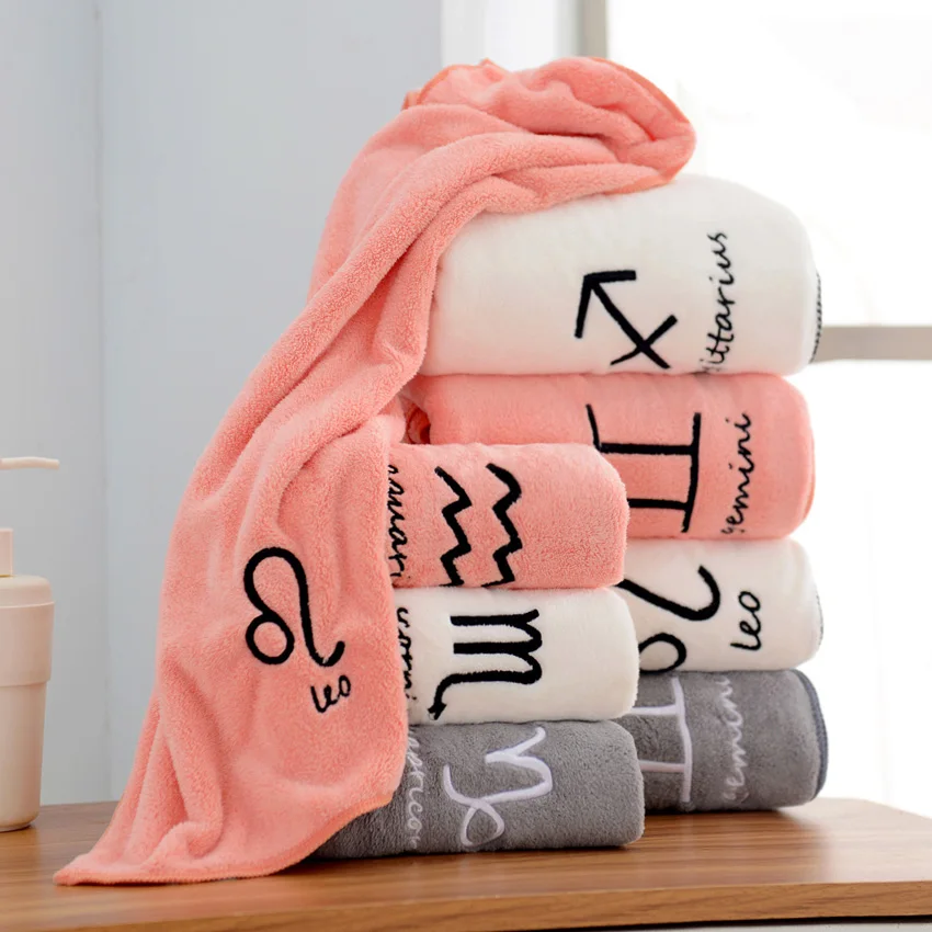 12 Constellations Soft Towel Set Letters Embroideried Face Bath Towels Large Strong Absorbent for Adults Kids serviette de bain bath towels cotton towel cotton face towels