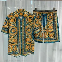 2024 Royal Luxury Men Shirt Sets Vintage Pattern 2 Piece Suit Shorts Oufits Summer Short Sleeve Printed Shirts Ropa De Hombres 1