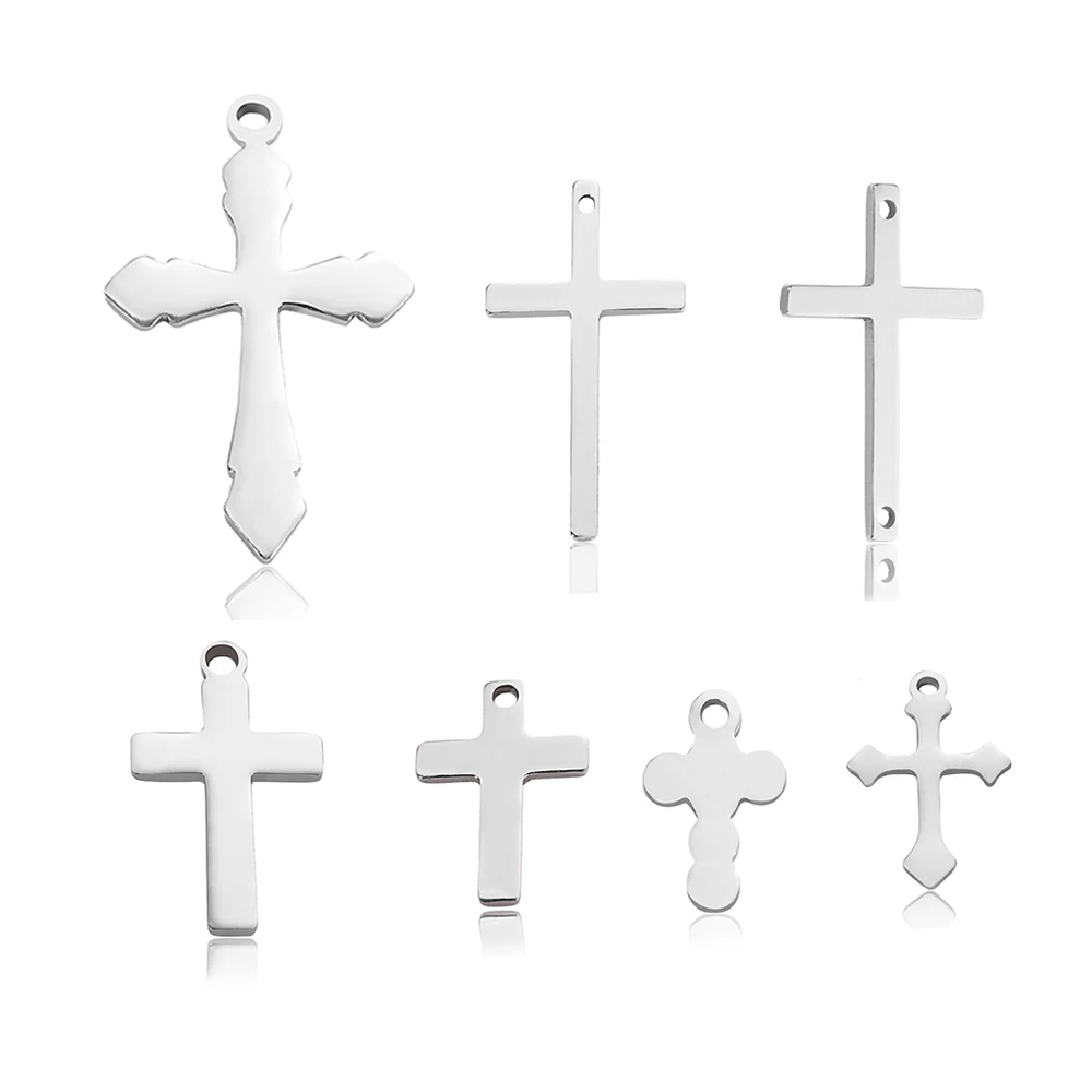 

20pcs/lot Stainless Steel Cross Charms Pendants For Jewelry Making Christian Cross Jewelry Making Charms Connector Accessories
