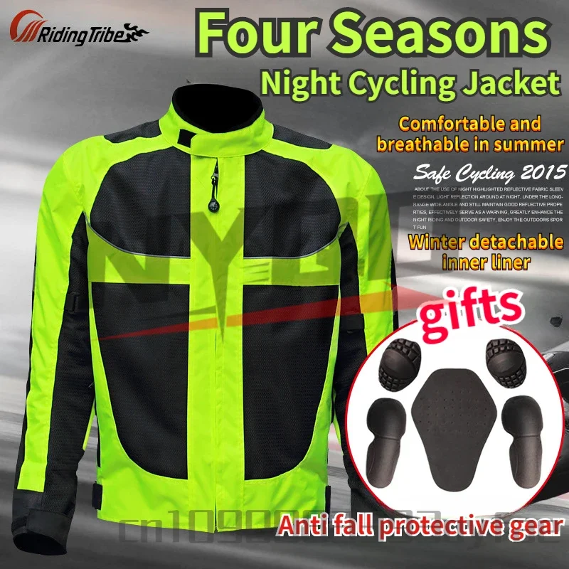 Riding Tribe Summer Waterproof Motorcycle Jacket Reflective Breathable Motorcycle Riding Suit with Anti Fall Protective Gear