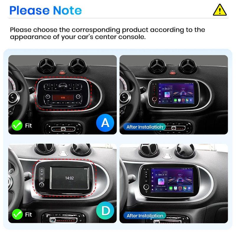 Radio para Auto Junsun de 8 Pulgadas con CarPlay Inalámbrico y Android Auto para Mercedes Benz Smart Fortwo 453 2014-2020, Sistema Multimedia Inteligente con Pantalla Táctil IPS, Reproductor de Video Estéreo, Autoradio 2 Din, Navegación, BT, GPS, 4G, WIFI, FM, AM, DSP 3