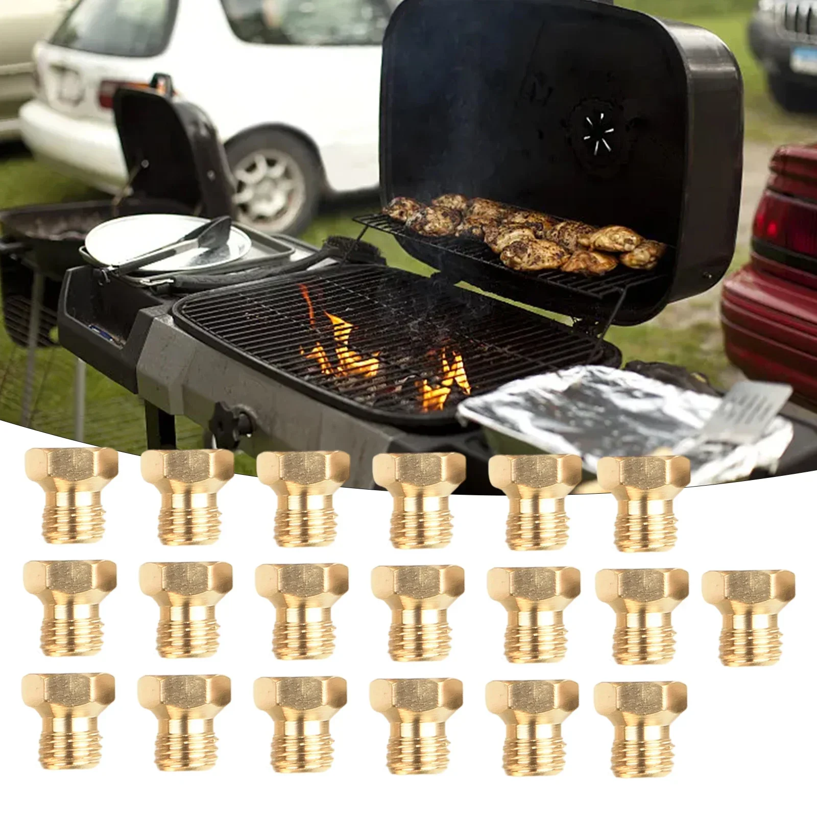 20Pcs Brass Jet Nozzle Propane Burner Orifice Kit Grill Replacement Parts LP Gas Burner Nozzle Gas Stove Accessories BBQ Tools