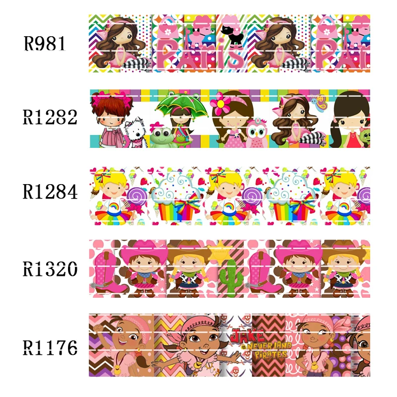 

50 ярдов, мультяшный персонаж, 7/8 дюймов, 1 дюйм, 1,5 дюйма, 2 дюйма, 3 дюйма, корсажная лента для девушек с принтом R981