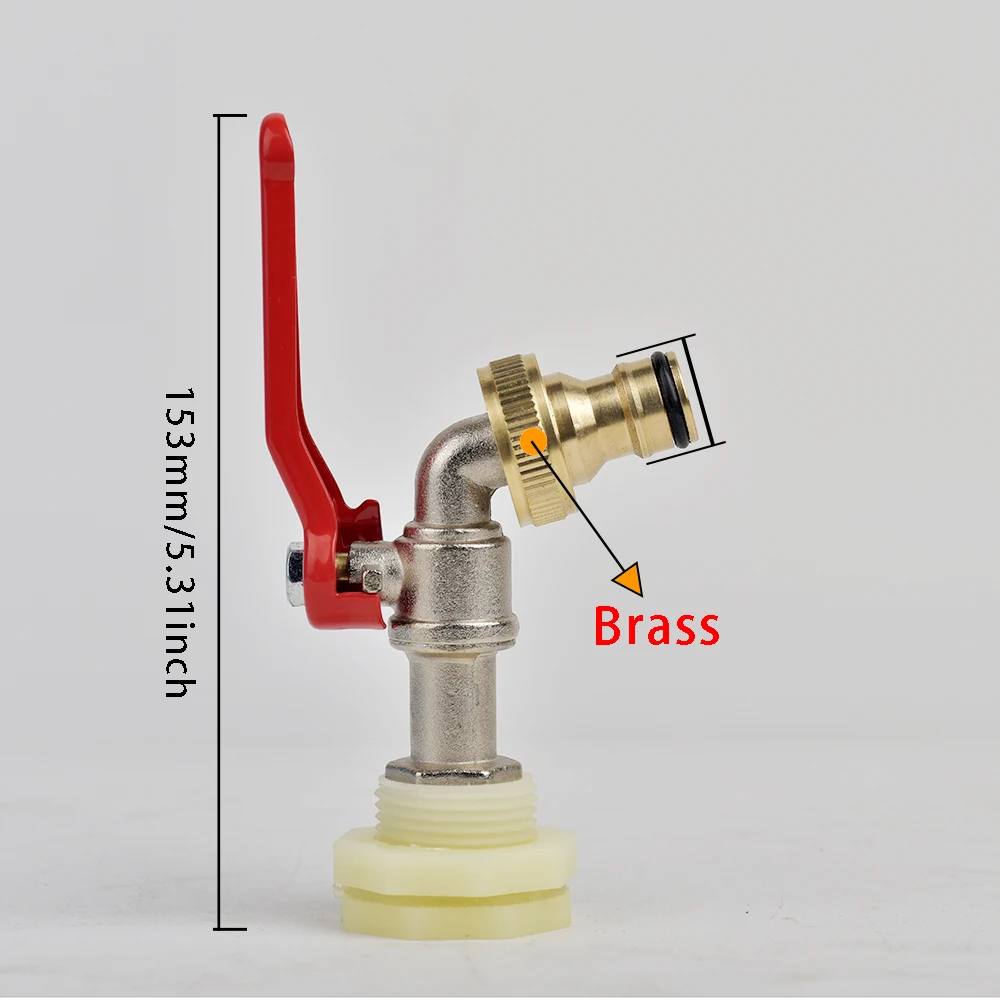 Adattatore per serbatoio IBC 1/2 '' Connettore filettato in ottone Parti di montaggio valvola di ricambio per acqua Rubinetto da giardino Butt Water