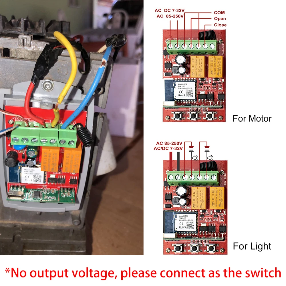Smart Wifi Receiver Tuya Universal 2CH 12V 24V 220V Garage Door Remote Control Opener Controller 433/433.92 Mhz Transmitter