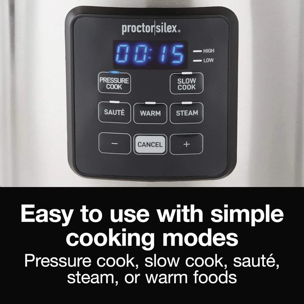 Simplicity 4-in-1 Electric Pressure Cooker, 3 Quart Multi-Function with Slow Cook, Steam, Sauté, Rice, Electric Rice Cooker 4