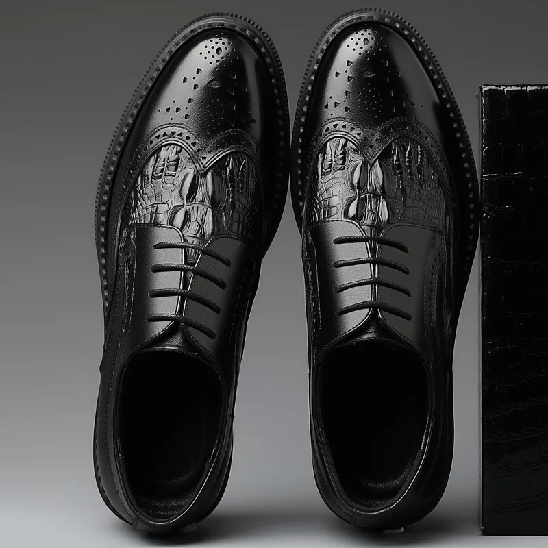 Men Brogue Shoes SUIT Shoes Casual Formal Business leather brown Wedding Italian Dress banquet Shoe