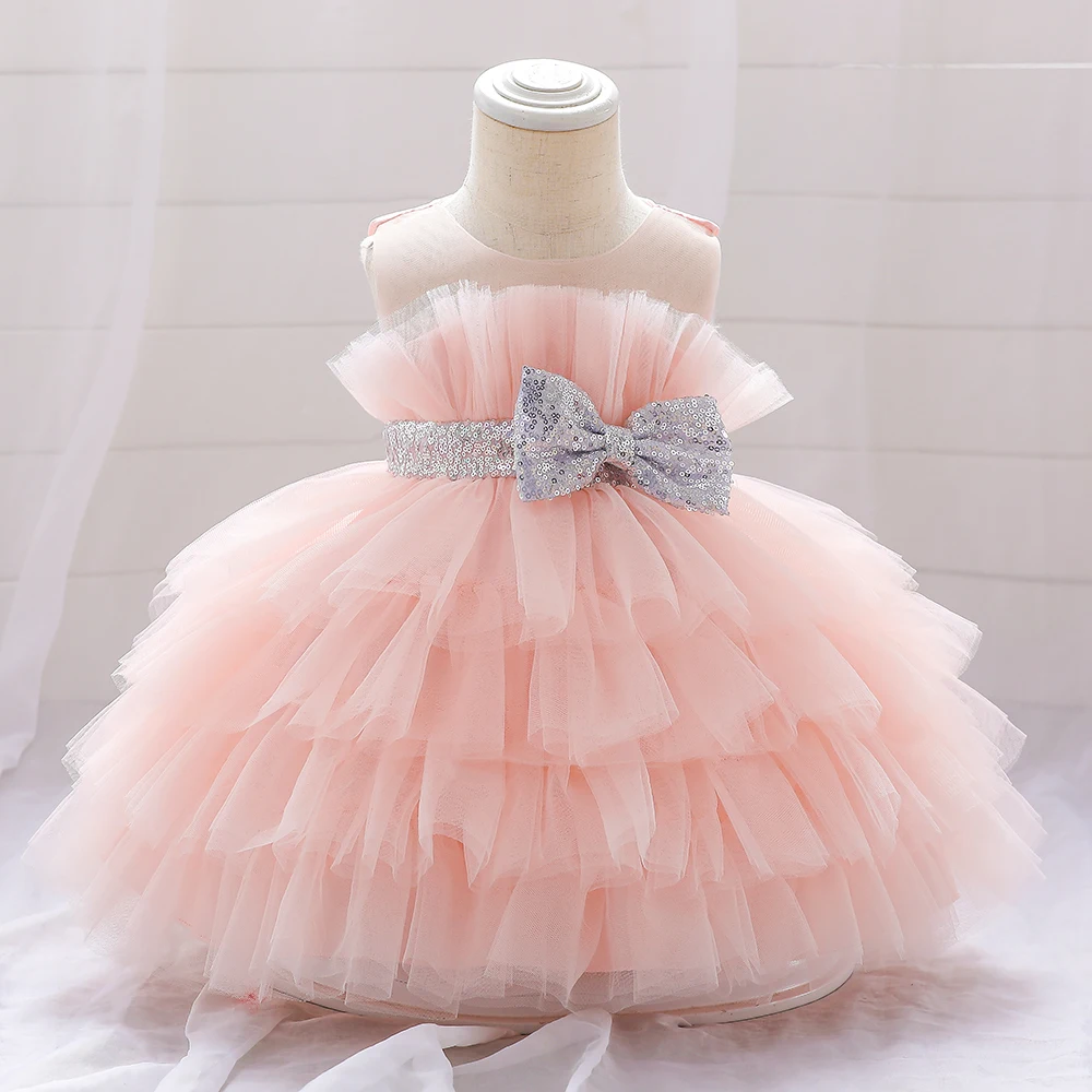 Girls Dress Baby Girl Dress Toddler Wedding Party Dresses for Baby 2-8 Yrs Sequin Bow Tulle Baptism Birthday Princess Clothe Lace Summer Dresses