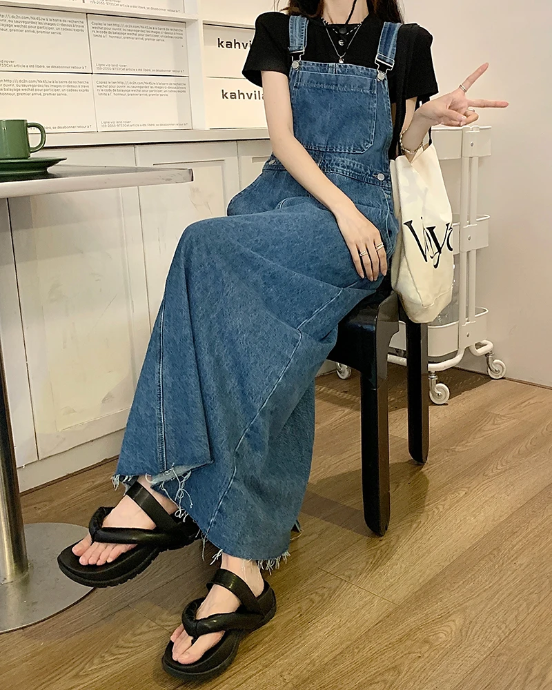 SML Women Loose Ladies Vintage Long Denim Dress Female