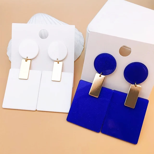 New Fashion Acetic Acid Square Earrings for Women 2024 Punk Exaggerated Geometric Beach Vacation Holiday Earrings 4