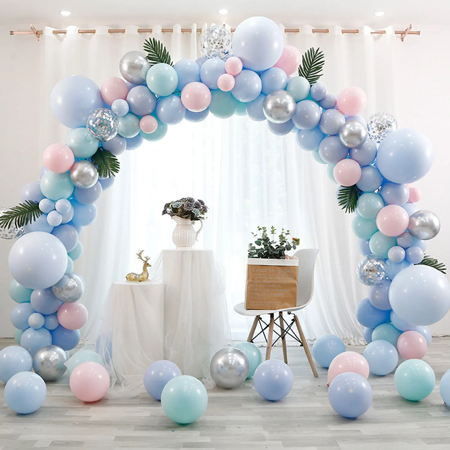 2M Gold Metall Hochzeitsbogen Kreis Ballon-Blumen-Rahmen Runder Hintergrundständer für Geburtstagsfeier Babyparty Dekoration – Detail 7