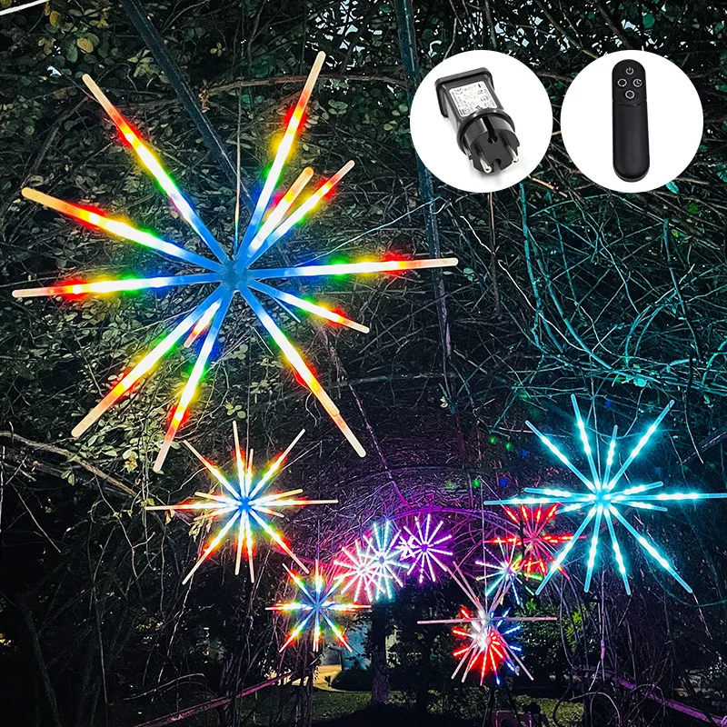 

RGB Firework Meteor Shower Fairy String Light Outdoor Garden Starry Starburst Light with Plug Remote for Patio Christmas Decor