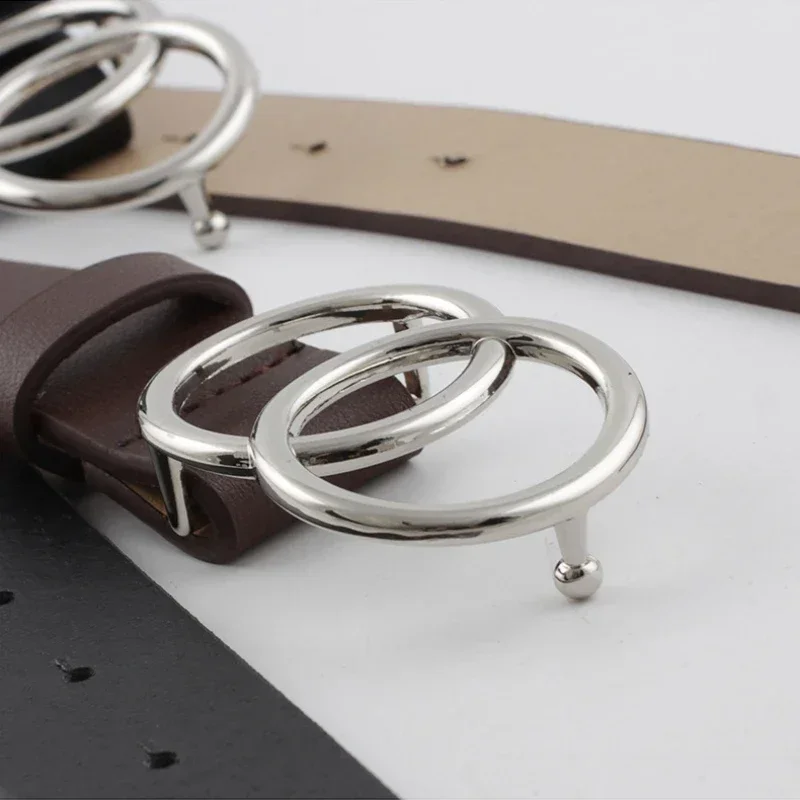 Stylish Silver Gold Double Ring Waist Belt
