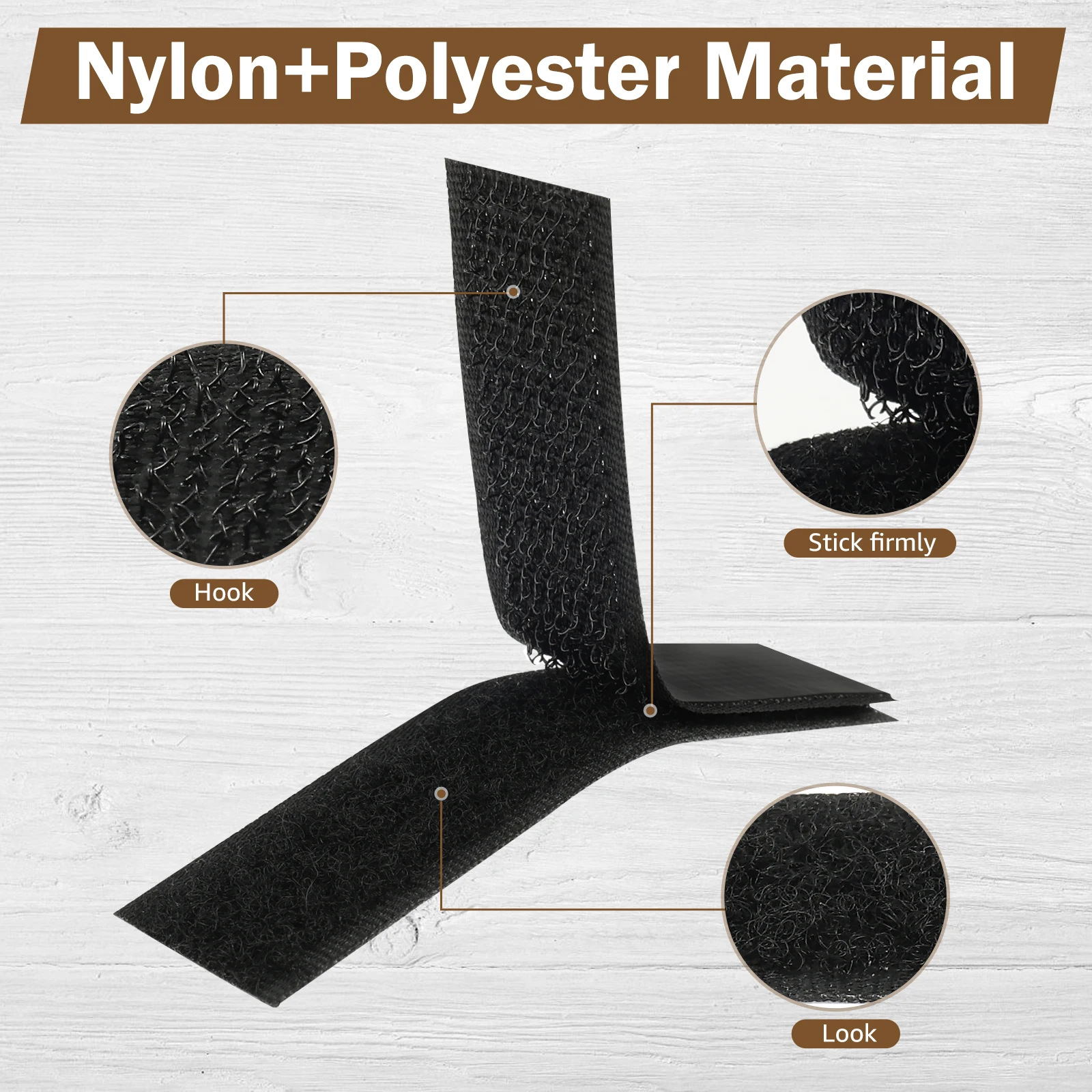 100PCS Hook and Loop Strips Kit 2x10cm Adhesive Square Hooks