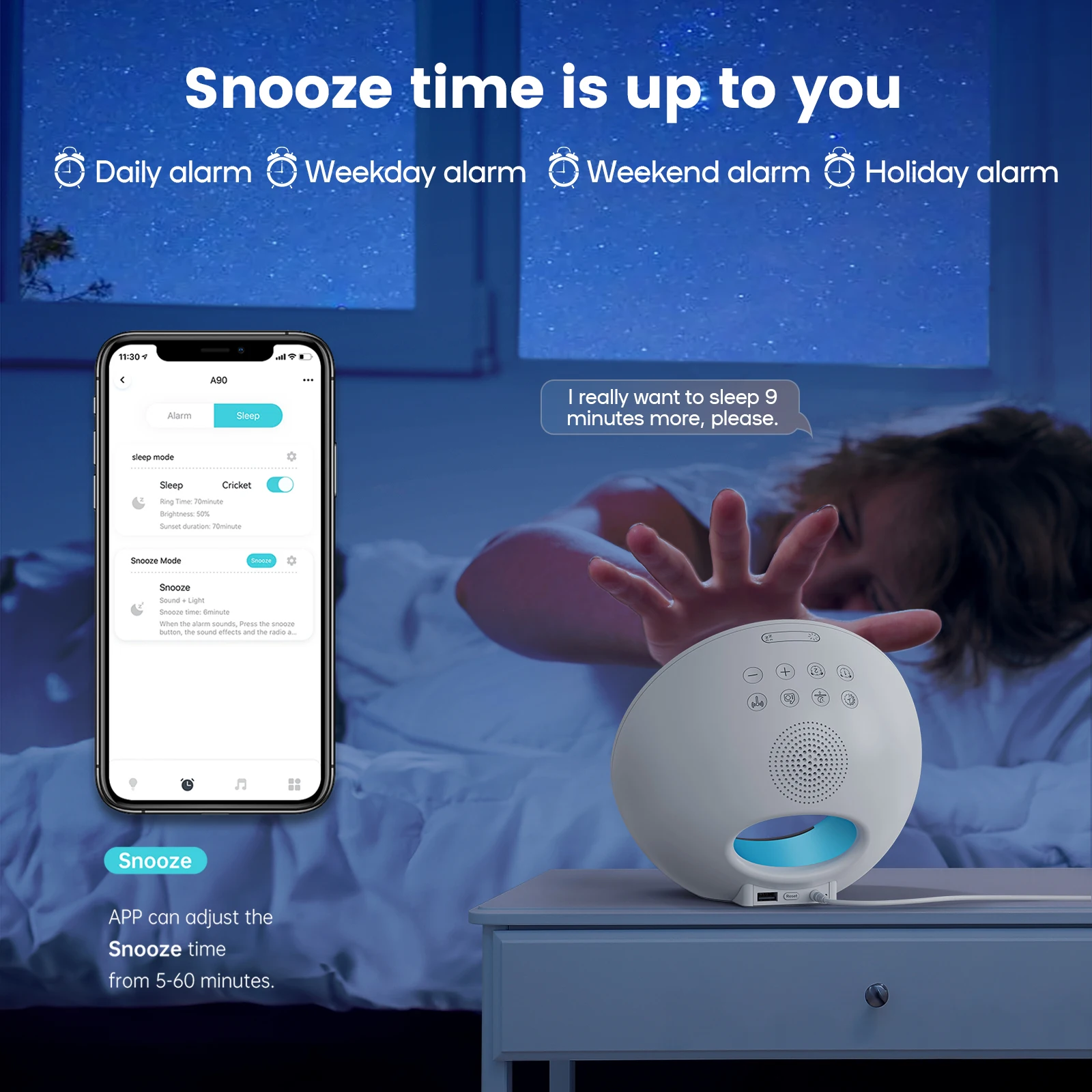 15W Bluetooth Speaker with Smart Wake Up Light FM Radio BT5.3 RGB Color Changing Atmosphere Bedside Lamp Alarm Clock WISETIGER