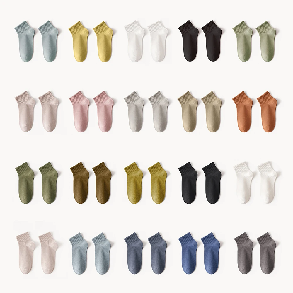 Cotton Woman Sock 10Pairs High Quality Fashion Wild Sports Comfort Breathable Trend Harajuku Solid Color Men Ankle Short Socks
