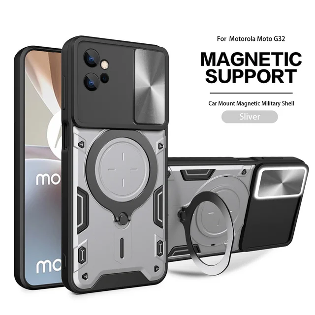 Case For Moto G73 G53 G32 G60S G60 Edge 30 Neo E40 E30 E20 E13 Magnetic rotating sliding camera 360 Rotate Kickstand Case Cover_voghion.com