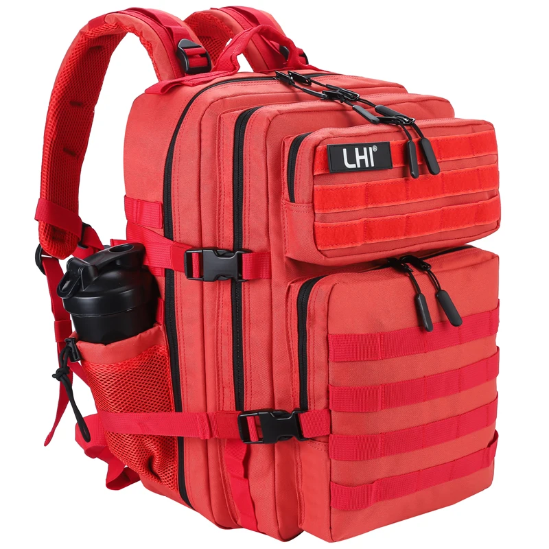 LHI 45L Tactical Backpack for Men and Women Large Athlete Gym Bag Outdoor Sports Hiking Survival Rucksack with Bottle Holder
