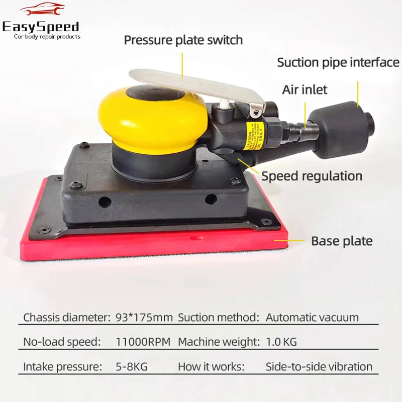 93*175MM 4 4 Rectangular 8-Hole Pneumatic Grinding Aircraft Center Vacuum Car Putty Spray Paint Air Sandpaper Tool For FESTOOL