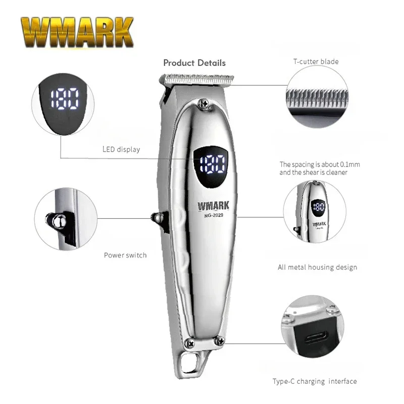 wmark all metal clipper cabelo profissional aparador de cabelo 01