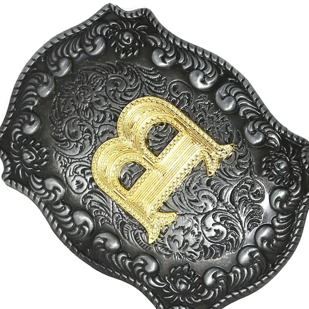

Western Cowboy Golden Initial Letter A-Z Metal Belt Buckle Men s Accessory