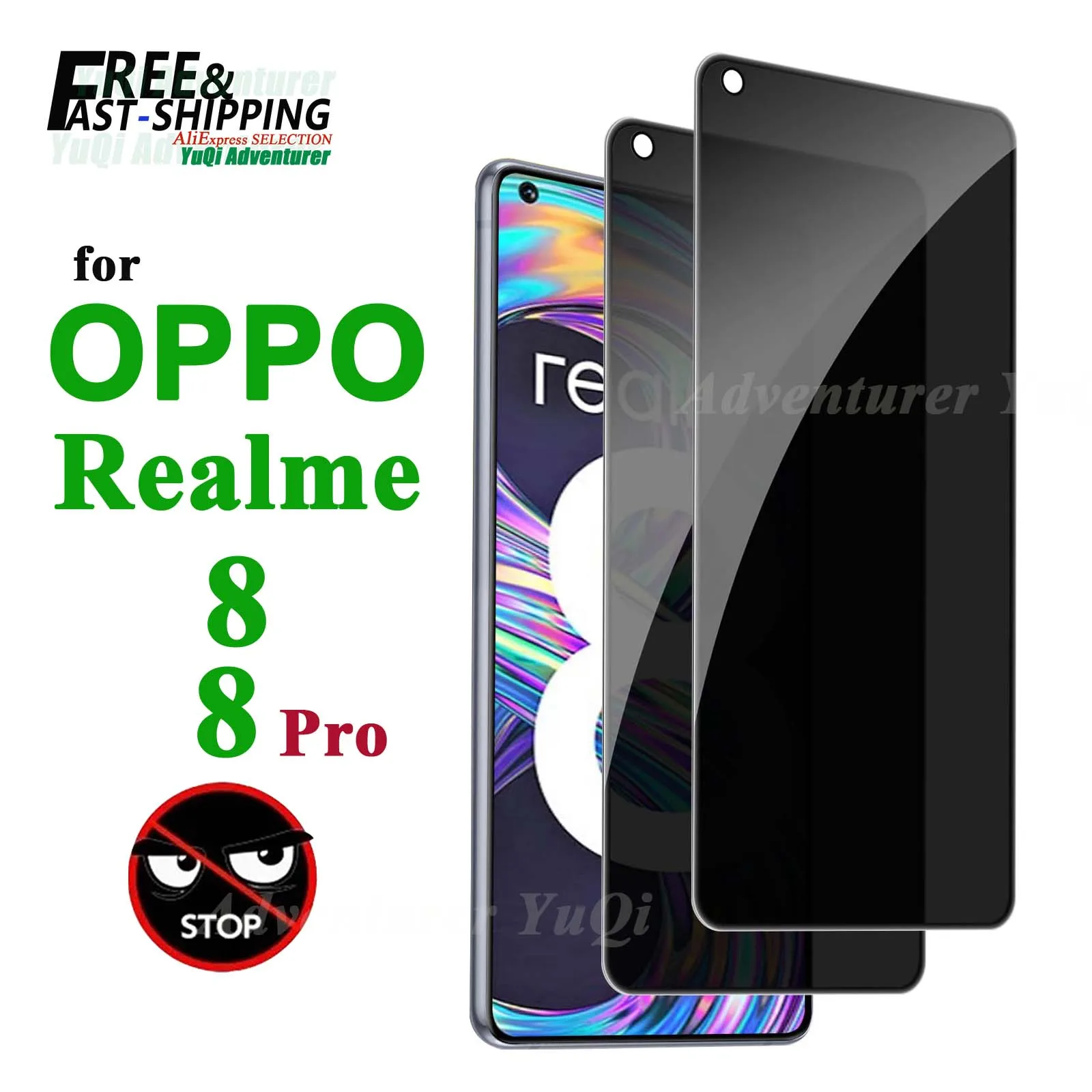 Proteggi Schermo Anti Spia Per Oppo Realme 8 Pro Vetro Temperato 9H Privacy Peep Scratch Selection Fast Free Shippin Case Friendly