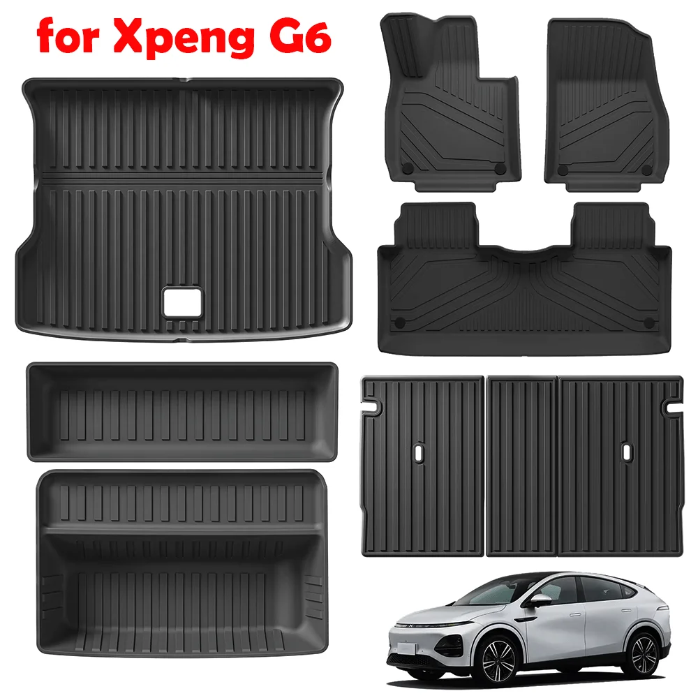 Car Floor Mats Cargo Liner Trunk Pad TPE 3D For Xpeng G6 Waterproof Odorless Tray Set LHD & RHD