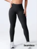Leggings de sport sans couture taille haute pour femme, effet push-up fessier, contrôle abdominal, froncé, pour gym et yoga, modèle Four