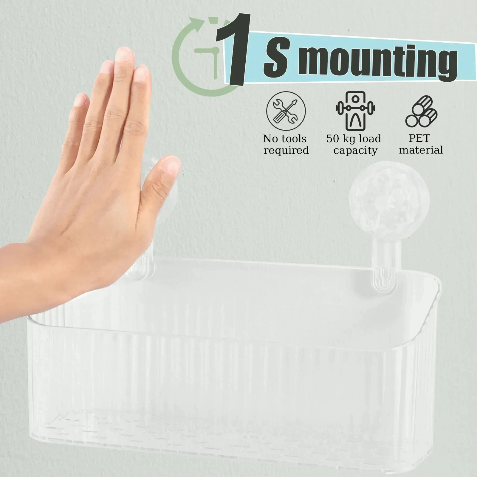 Bathroom Suction Cups Shower Shelves Wall Mounted Storage Rack Draining Basket Holder Punch-Free Organizer Bathroom Accessories