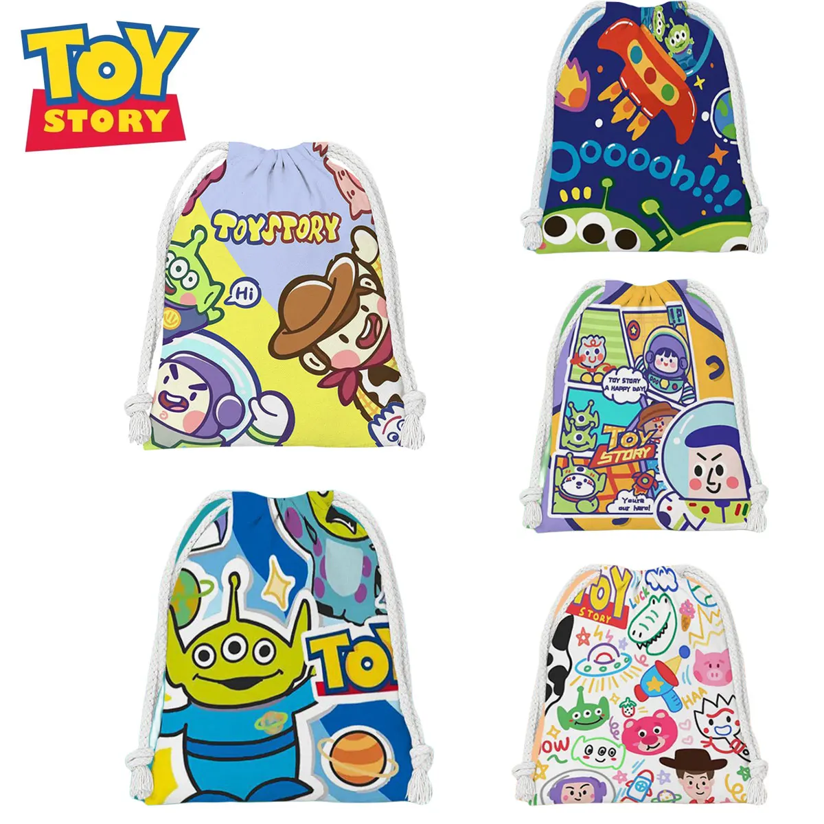 Anime Toy Story Backpack Girls Cartoon Woody Buzz Lightyear Student Nonwoven Drawstring Bag Kid Shower Supplies StorageBag Gifts 1