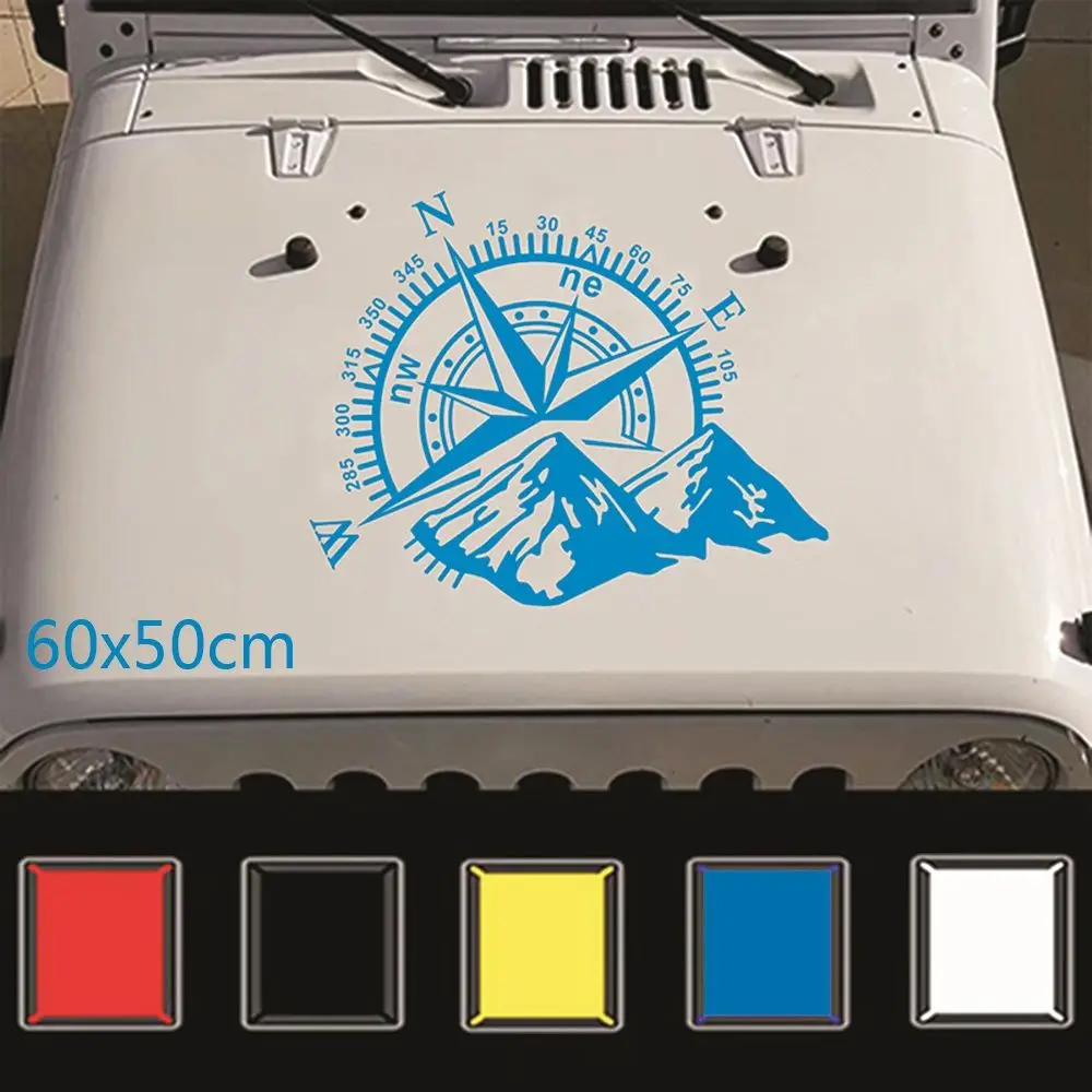 

60x50cm Hot Truck Hood Vinyl Compass Totem Rose Navigate Car Sticker Off-road