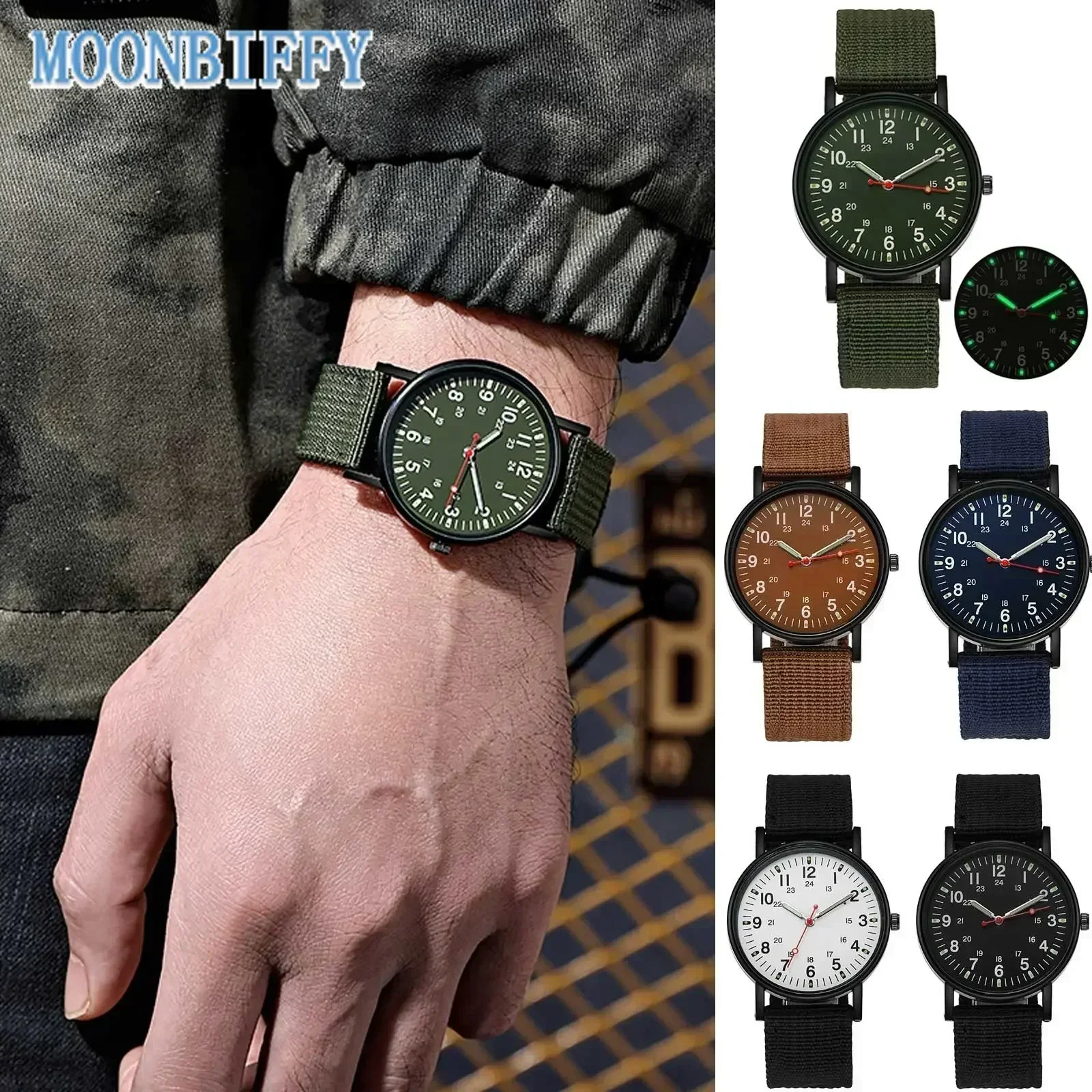 Luminous Men Sport Shock Resistant Wristwatches Military Watch Simple Nylon Band Male Army Wrist Watch Quartz  Relogio Masculino