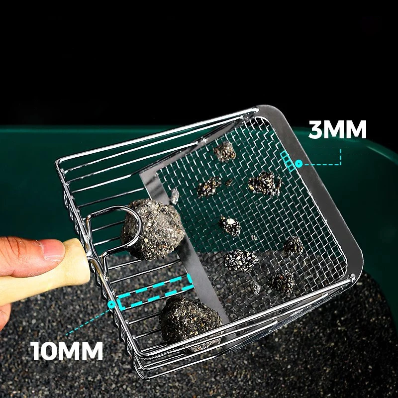 Pelle À Litière Pour Chat En Acier Inoxydable Avec Manche En Bois_voghion.com