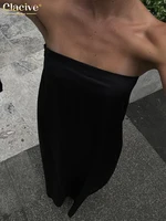 Clacive Summer Loose Black Women's Dress 2025 Fashion Strapless Sleeveless Maxi Dresses Sexy Classic Solid Dress Female Clothing - Image 3