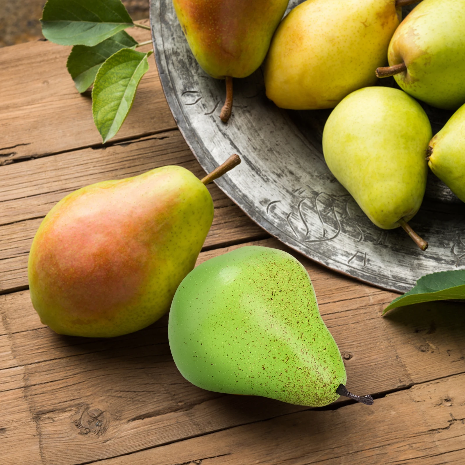 Artificial fruits and vegetables 1/6PCS Lifelike Artificial Green Fruit Pear Kitchen Realistic Fake Display Food Home Decoration Supermarket Restaurant Props